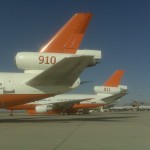 The tails of Tanker 910 and the new Tanker 911