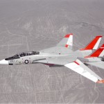 NASA 834, an F-14 Navy Tomcat, seen here in flight, was used at Dryden in 1986 and 1987 in a program known as the Variable-Sweep Transition Flight Experiment (VSTFE). This program explored laminar flow on variable sweep aircraft at high subsonic speeds. (NASA photo)