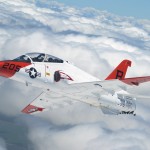 A T-45A Goshawk executes a turning rejoin during a recent formation flight over South Texas. (US Navy photo)