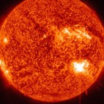At 7:39 a.m., Active Region 1515 released an M6.1 class flare which peaked five minutes later. This image, taken by the Solar Dynamics Observatory (SDO), is shown in the 304 Angstrom wavelength, which is typically colorized in red and focuses on Helium in the chromosphere and transition region of the sun. (NASA/SDO/AIA)
