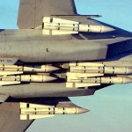 A rare full six-pack of AIM-54 "Phoenix" missiles on an F-14A on January 1, 1989. Cropped from an official US Navy Photo. Full loads of "Phoenix" missiles were not allowed on carrier missions because it made the airplane too heavy to land.