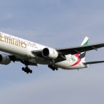 An Emirates 777-300 landing at London Heathrow Airport with the 2006 FIFA World Cup livery (2005)