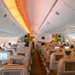 Economy class cabin of Etihad Airways 777-300ER in a 3-3-3 layout