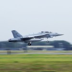 An EA-18G Growler assigned to Electronic Attack Squadron (VAQ) 132 takes off from the runway during a scheduled flight at Naval Air Facility Misawa. VAQ-132 is deployed to Misawa in support of the U.S. 7th Fleet. (U.S. Navy photo by Mass Communication Specialist 2nd Class Kenneth G. Takada)