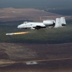 An AGM-65 Maverick missile flies away from a US Air Force (USAF) A-10 Thunderbolt attack aircraft from the 104th Fighter Wing (FW), Barnes Air National Guard (ANG) Base, Westfield, Massachusetts (MA), over northwest Florida during a Combat Hammer Air-to-Ground Weapons System Evaluation Program (WSEP) mission