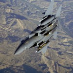 A U.S. Air Force F-15E Strike Eagle aircraft flies over Afghanistan in support of Operation Mountain Lion on April 12, 2006.