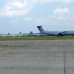 C-5 transports lined up at Westover Air Reserve Base (Air Cache photo/John M. Guilfoil)