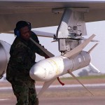 An AGM-88 "HARM" missile loaded