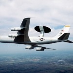 An E-3 Airborne Warning and Control System aircraft from Tinker Air Force Base, Okla., flies a mission.