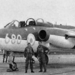 U.S. Navy exchange pilot Lt. W.W. Foote (right) and his Royal Navy observer Lt. D.J. Allen in front of a Royal Navy Blackburn Buccaneer S.1 of No. 700Z squadron at "HMS Fulmar", the RN airbase at Lossiemouth, Scotland (UK), ca. 1961.