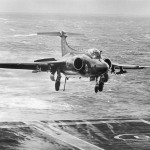 A Buccaneer landing on HMS Eagle circa 1971