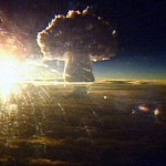 The Tsar Bomba mushroom cloud seen from 100 miles away