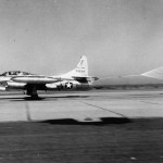 Lockheed F-94C (S/N 50-1034) landing with drag chute deployed.